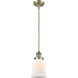 Franklin Restoration Canton LED 7 inch Antique Brass Mini Pendant Ceiling Light in Matte White Glass, Franklin Restoration