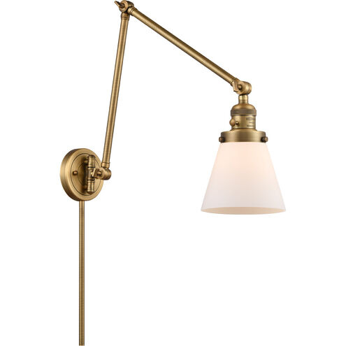 Small Cone 30 inch 3.50 watt Brushed Brass Swing Arm Wall Light, Franklin Restoration