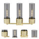 Bolivar 3 Light 20.5 inch Brushed Brass Bath Vanity Light Wall Light in Light Smoke Glass