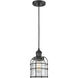 Franklin Restoration Bell Cage LED 6 inch Matte Black Mini Pendant Ceiling Light in Seedy, Franklin Restoration