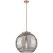 Franklin Restoration Athens Deco Swirl 1 Light 17.88 inch Antique Copper Stem Hung Pendant Ceiling Light