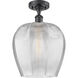Edison Norfolk 1 Light 12 inch Matte Black Semi-Flush Mount Ceiling Light in Clear Glass