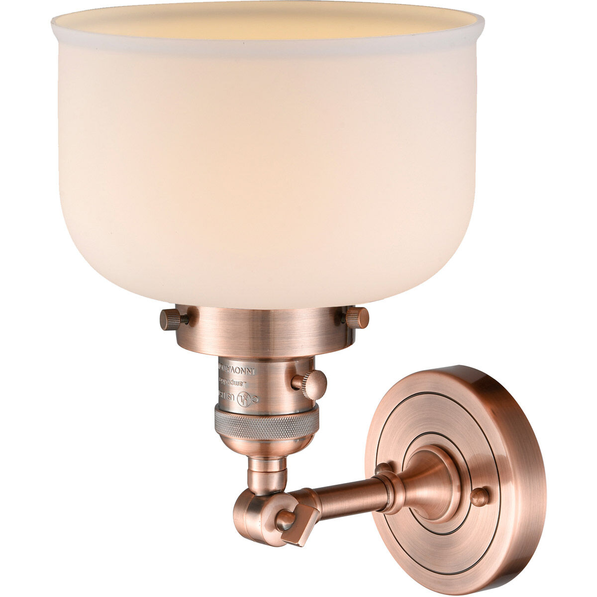 Franklin Restoration Large Bell LED 8 inch Antique Copper Sconce Wall Light, Franklin Restoration