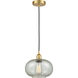 Edison Gorham 1 Light 9.5 inch Satin Gold Mini Pendant Ceiling Light in Mica Glass
