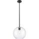 Crown Point 1 Light 10 inch Matte Black Pendant Ceiling Light in Clear Glass