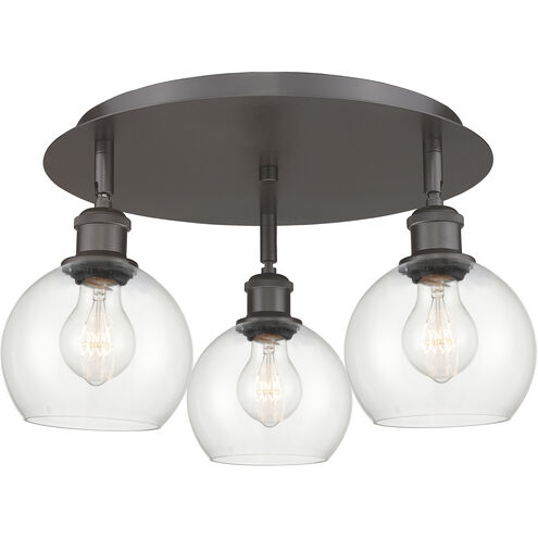 Athens 3 Light 17.75 inch Oil Rubbed Bronze Flush Mount Ceiling Light in Clear