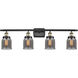 Ballston Small Bell 4 Light 36 inch Black Antique Brass Bath Vanity Light Wall Light in Plated Smoke Glass