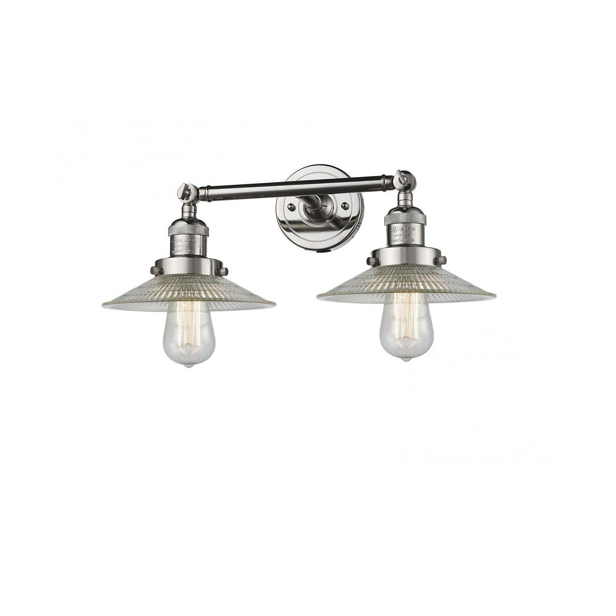 Franklin Restoration Halophane LED 18 inch Polished Nickel Bath Vanity Light Wall Light in Clear Halophane Glass, Franklin Restoration