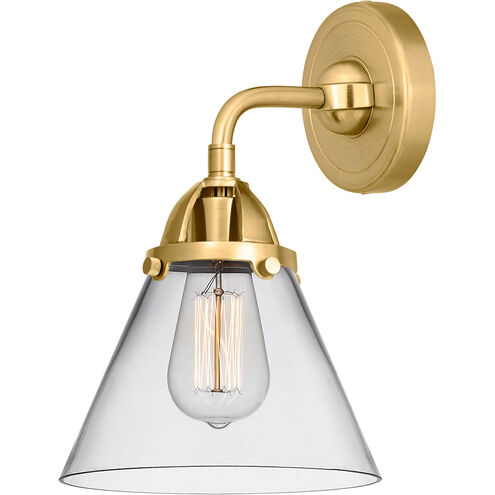 Nouveau 2 Large Cone 1 Light 8 inch Satin Gold Sconce Wall Light in Clear Glass