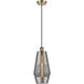 Ballston Windham LED 7 inch Antique Brass Mini Pendant Ceiling Light in Plated Smoke Glass