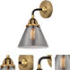 Nouveau 2 Large Cone 1 Light 7.75 inch Black Antique Brass Sconce Wall Light in Light Smoke Glass