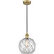 Edison Farmhouse Rope LED 8 inch Brushed Brass Mini Pendant Ceiling Light