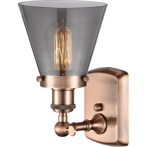 Ballston Small Cone LED 6 inch Antique Copper Sconce Wall Light in Plated Smoke Glass