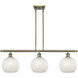 Ballston White Mouchette 3 Light 36 inch Antique Brass Stem Hung Island Light Ceiling Light
