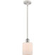 Ballston Cobbleskill 1 Light 5 inch White and Polished Chrome Pendant Ceiling Light in Matte White Glass, Ballston