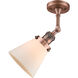 Franklin Restoration Small Cone LED 6 inch Antique Copper Sconce Wall Light in Matte White Glass, Franklin Restoration