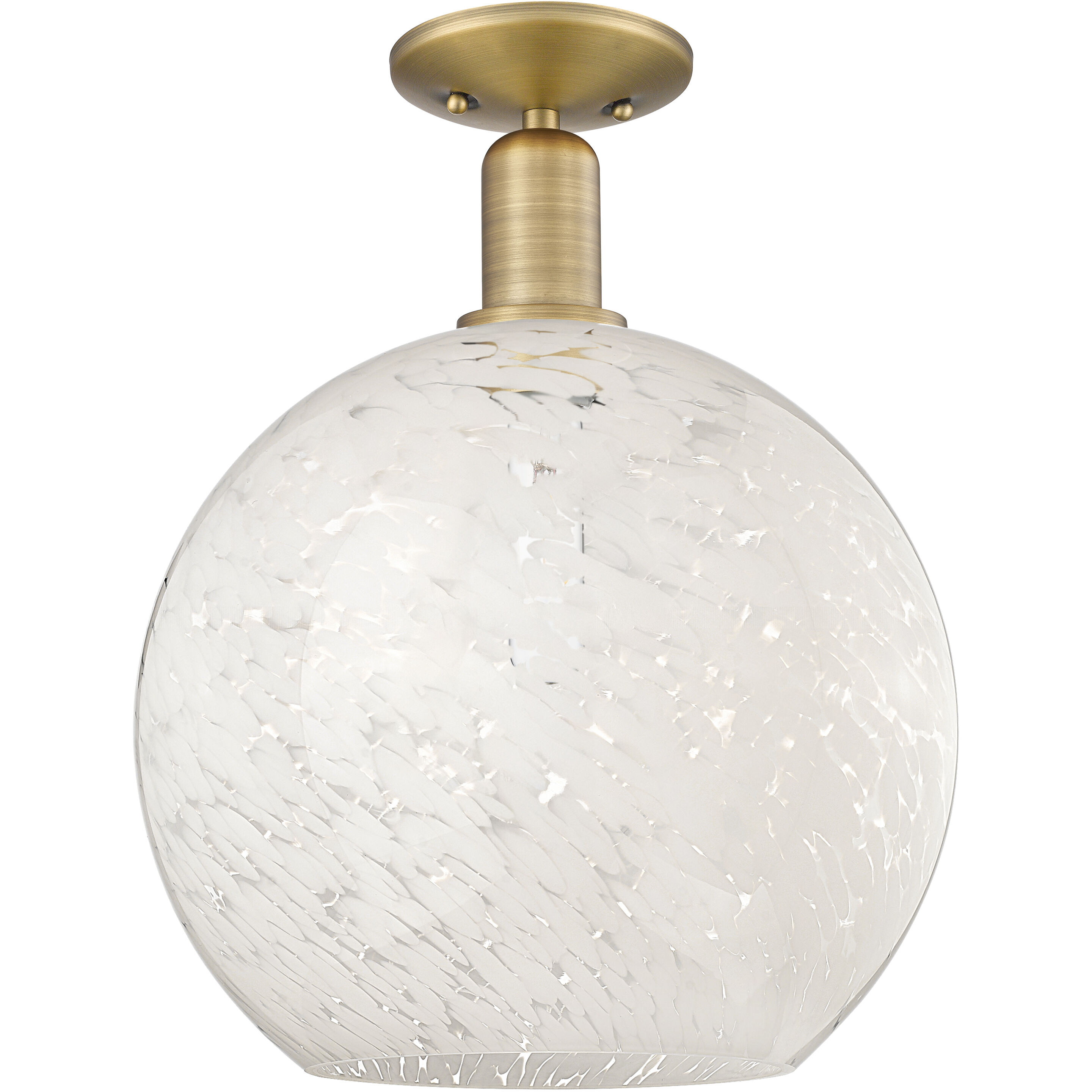 Arcadia White Mouchette 1 Light 12 inch Brushed Brass Semi-Flush Mount Ceiling Light