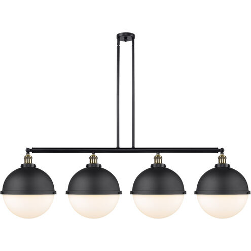 Franklin Restoration Hampden LED 57.5 inch Black Antique Brass and Matte Black Island Light Ceiling Light in Matte White Glass
