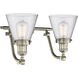 Franklin Restoration Small Cone 2 Light 18 inch Brushed Satin Nickel Bath Vanity Light Wall Light in Seedy Glass, Franklin Restoration