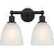 Edison Castile 2 Light 15 inch Matte Black Bath Vanity Light Wall Light in White