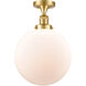 Franklin Restoration XX-Large Beacon LED 12 inch Polished Nickel Semi-Flush Mount Ceiling Light in Matte White Glass, Franklin Restoration