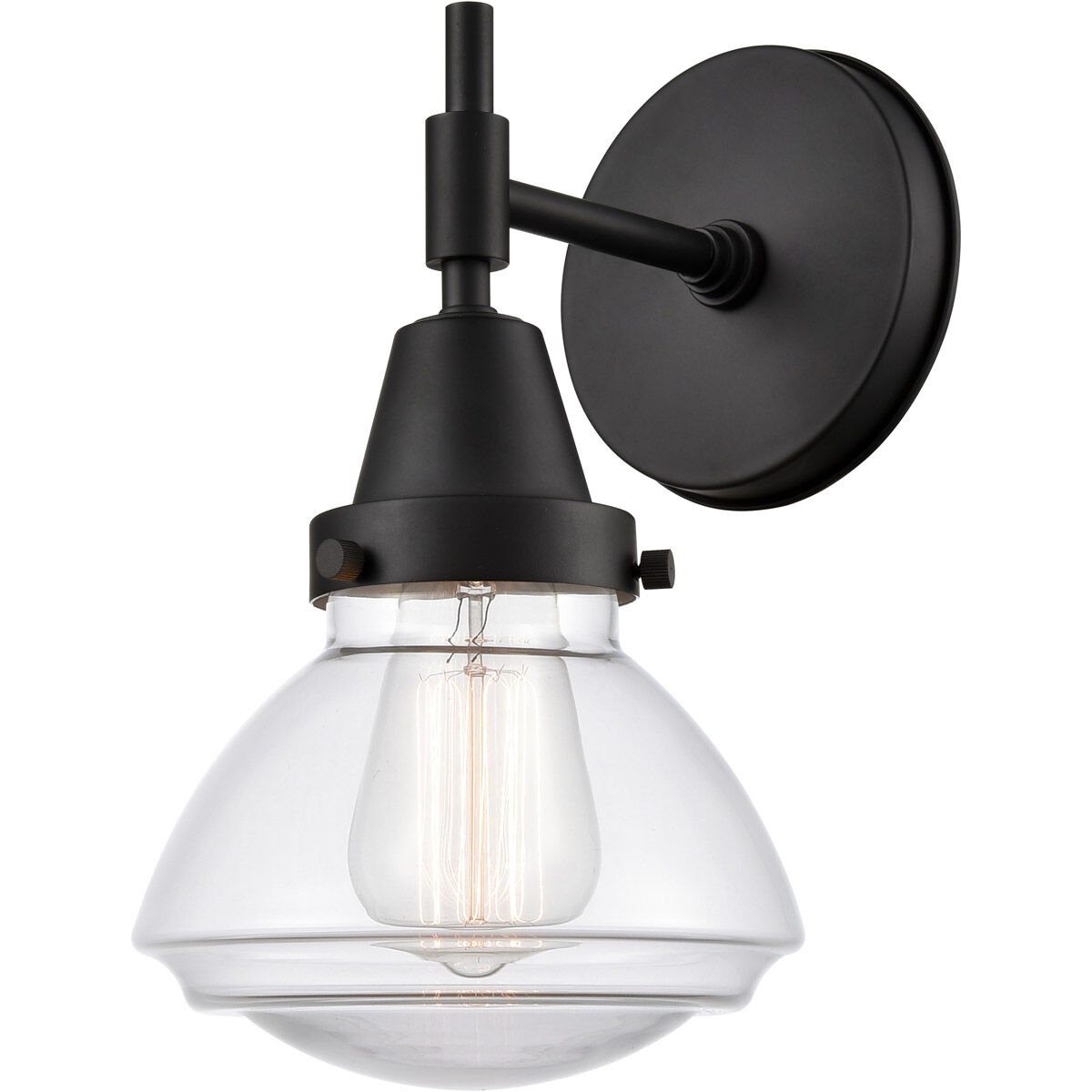 Caden 1 Light 7 inch Matte Black Sconce Wall Light in Clear Glass