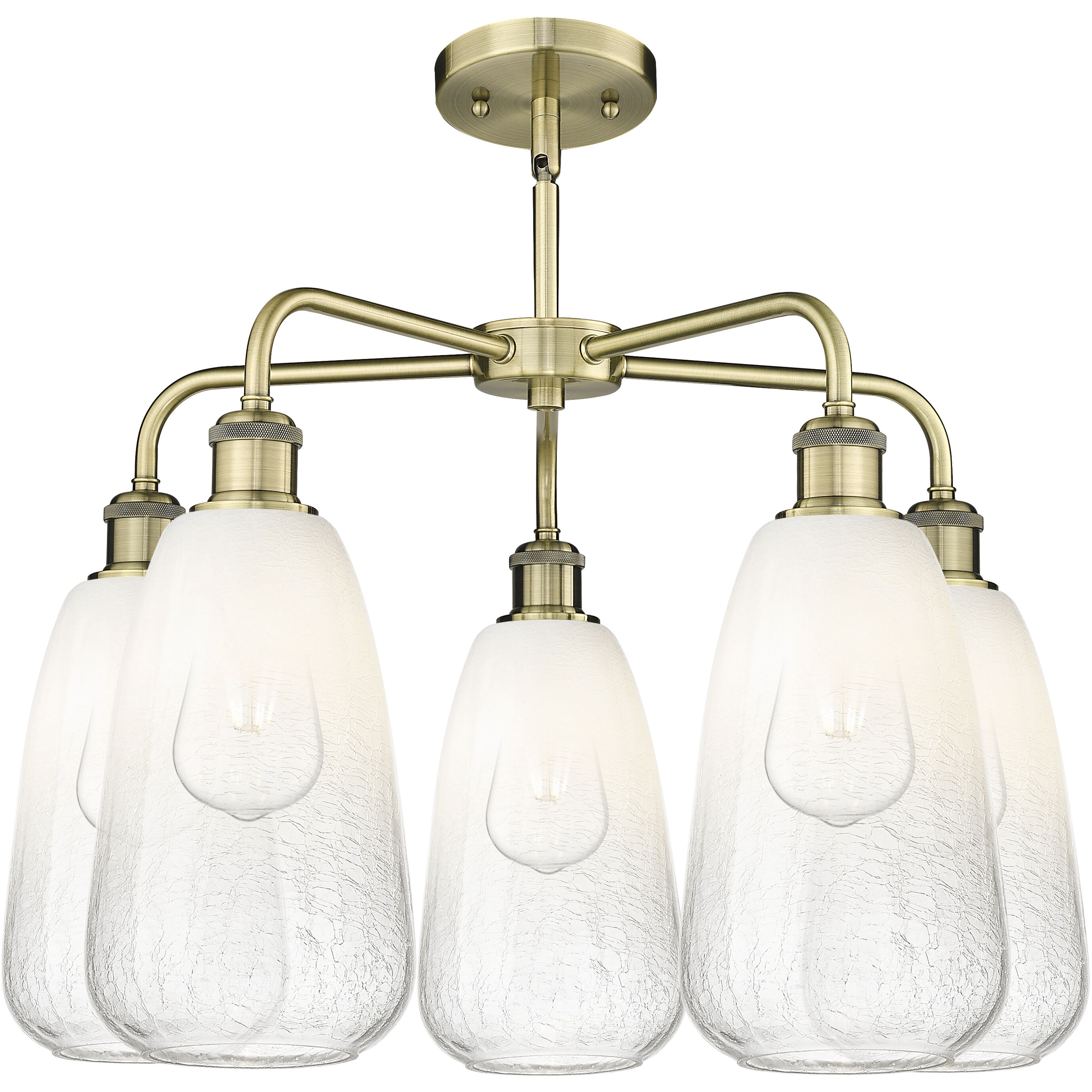 Ballston Brookhaven Almond 5 Light 24.5 inch Antique Brass Chandelier Ceiling Light in Opal Glass
