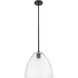 Crown Point 1 Light 12 inch Matte Black Pendant Ceiling Light in Clear Glass
