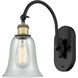 Ballston Hanover 1 Light 6.25 inch Black Antique Brass Sconce Wall Light in Fishnet Glass