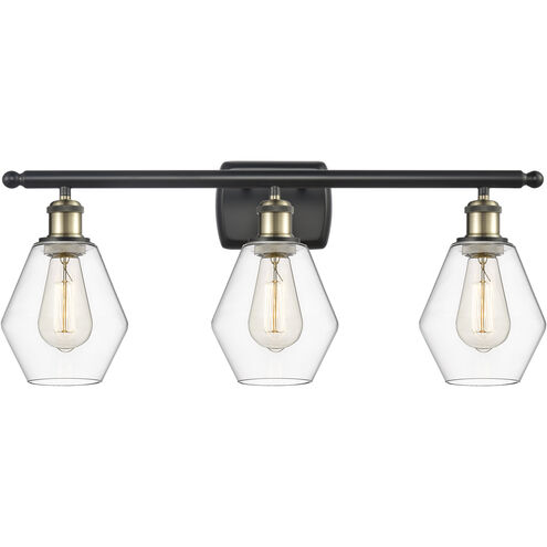 Ballston Cindyrella 3 Light 26 inch Black Antique Brass Bath Vanity Light Wall Light in Incandescent, Clear Glass