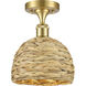 Woven Rattan 1 Light 8 inch Satin Gold Semi-Flush Mount Ceiling Light