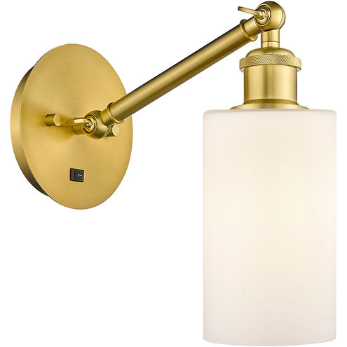 Ballston Clymer LED 5.3 inch Satin Gold Sconce Wall Light in Matte White Glass