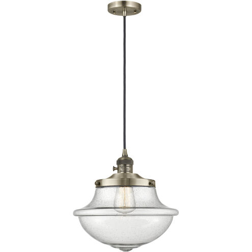 Franklin Restoration Oxford 1 Light 11.75 inch Antique Brass Mini Pendant Ceiling Light in Incandescent, Seedy