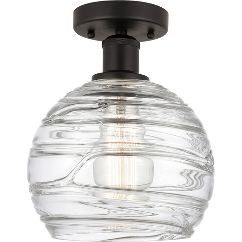 Edison Athens Deco Swirl 1 Light 8 inch Oil Rubbed Bronze Semi-Flush Mount Ceiling Light
