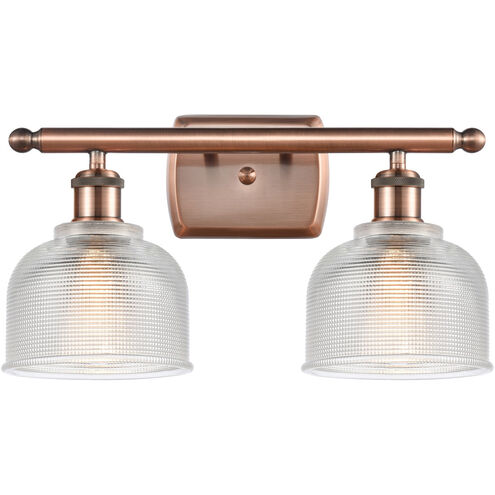 Ballston Dayton LED 16 inch Antique Copper Bath Vanity Light Wall Light in Clear Glass, Ballston