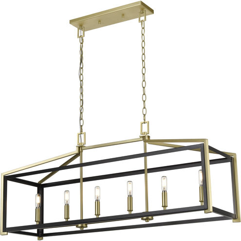 Wiscoy 6 Light 42 inch Brushed Satin Brass Linear Pendant Ceiling Light