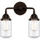 Nouveau 2 Dover 2 Light 13 inch Oil Rubbed Bronze Bath Vanity Light Wall Light in Seedy Glass