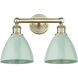 Plymouth Dome 2 Light 16.5 inch Antique Brass Bath Vanity Light Wall Light in Seafoam