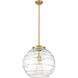 Ballston Athens Deco Swirl LED 15.75 inch Satin Gold Pendant Ceiling Light in Clear Deco Swirl
