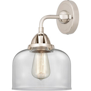 Nouveau 2 Large Bell LED 8 inch Polished Nickel Sconce Wall Light in Clear Glass