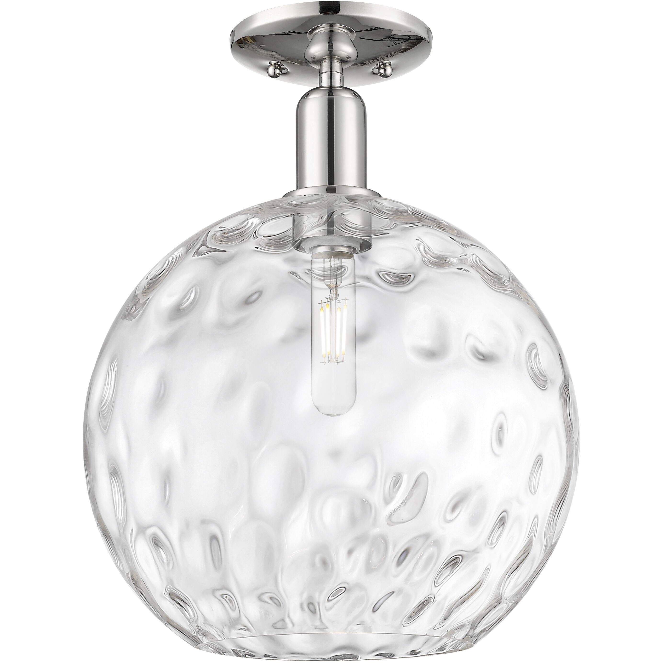 Arcadia Athens Water Glass 1 Light 12 inch Polished Nickel Semi-Flush Mount Ceiling Light