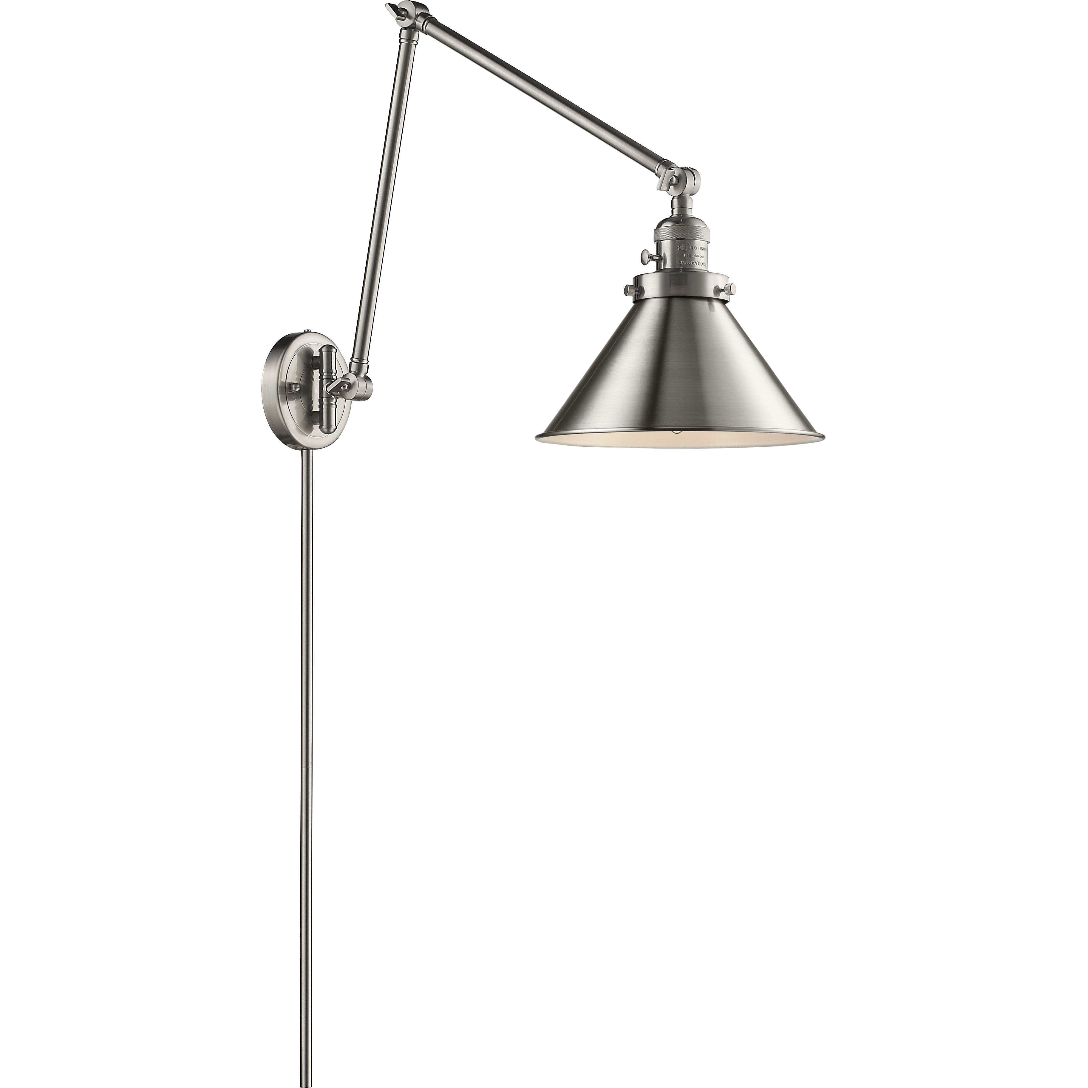Briarcliff 30 inch 100 watt Satin Nickel Swing Arm Wall Light in Brushed Satin Nickel, Franklin Restoration