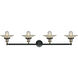 Franklin Restoration Halophane LED 45 inch Black Antique Brass Bath Vanity Light Wall Light in Clear Halophane Glass, Franklin Restoration