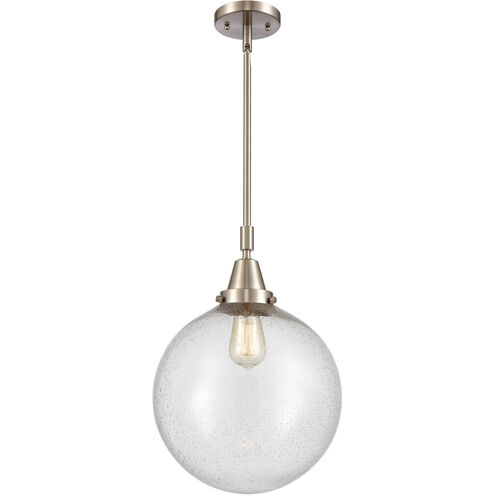 Franklin Restoration Beacon LED 12 inch Brushed Satin Nickel Mini Pendant Ceiling Light in Seedy Glass