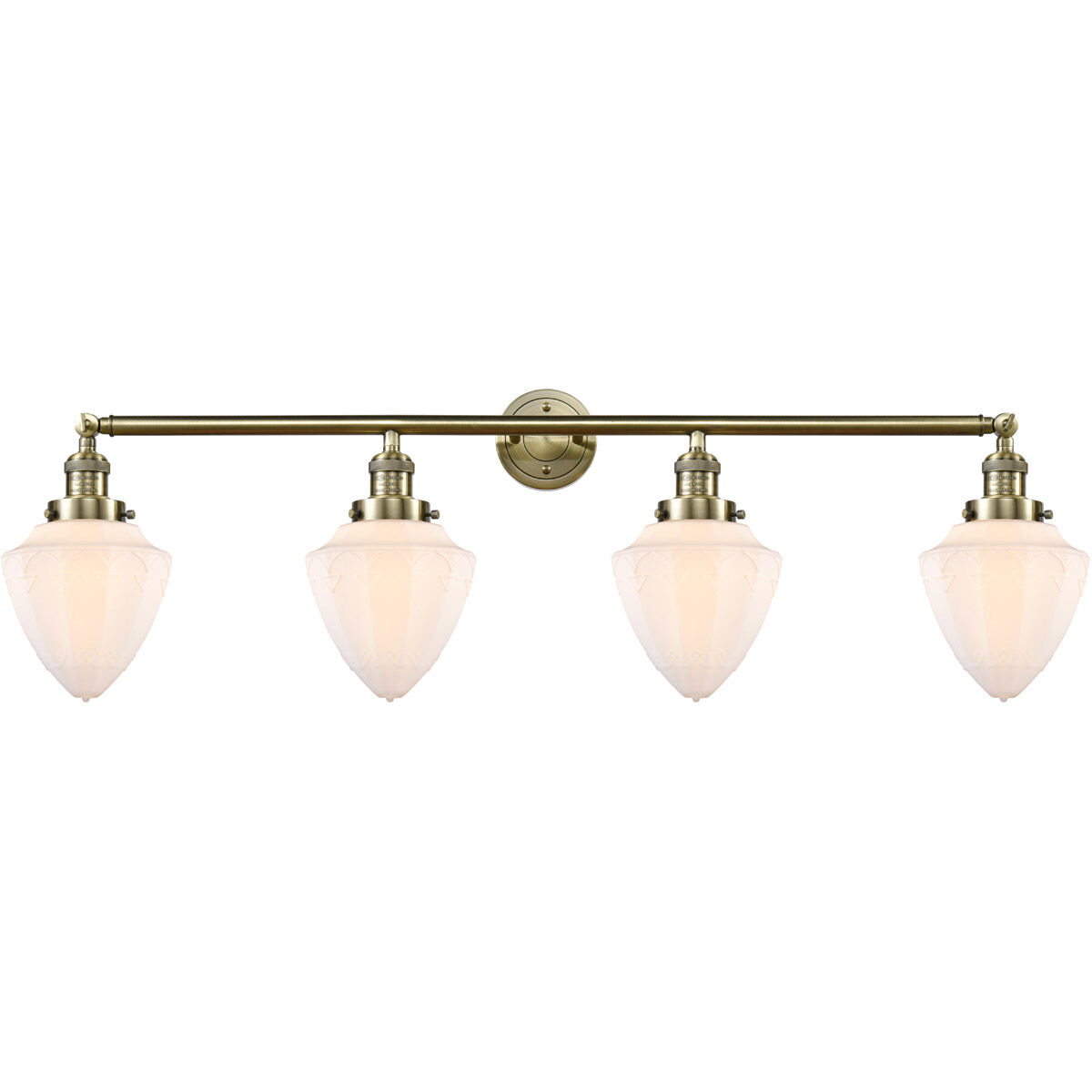 Franklin Restoration Bullet 4 Light 46 inch Antique Brass Bath Vanity Light Wall Light