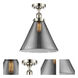 Ballston X-Large Cone 1 Light 8 inch Polished Nickel Semi-Flush Mount Ceiling Light in Light Smoke Glass