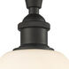 Edison Bristol Glass 1 Light 12 inch Oil Rubbed Bronze Semi-Flush Mount Ceiling Light in Matte White Glass