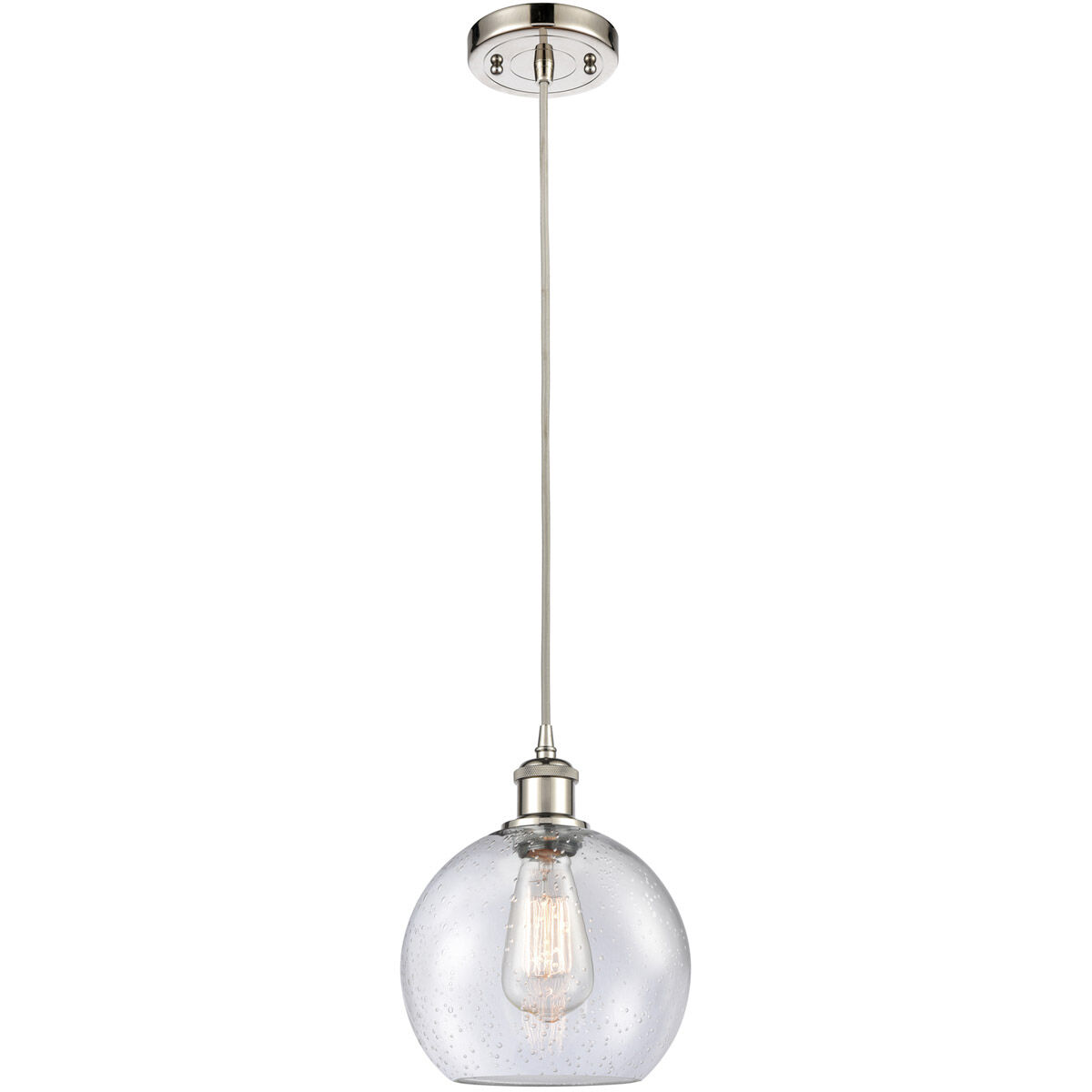 Ballston Athens 1 Light 8 inch Polished Nickel Mini Pendant Ceiling Light in Seedy Glass, Ballston