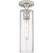 Crown Point 1 Light 3.88 inch Satin Nickel Flush Mount Ceiling Light in Clear Glass