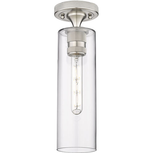 Crown Point 1 Light 3.88 inch Satin Nickel Flush Mount Ceiling Light in Clear Glass